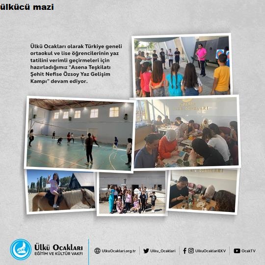 “ASENA TEŞKİLATI ŞEHİT NEFİSE ÖZSOY YAZ GELİŞİM KAMPI” DEVAM EDİYOR. 2023